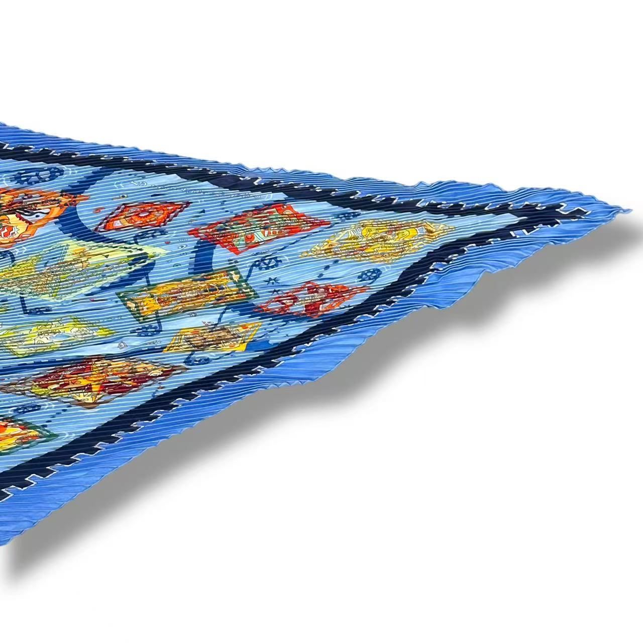 Hermes Pleated Scarf Idea Structure la Mecanique Des Idee Blue — view 4