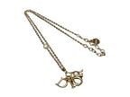 Dior Necklace Swing Logo Gold Metal Faux Pearl