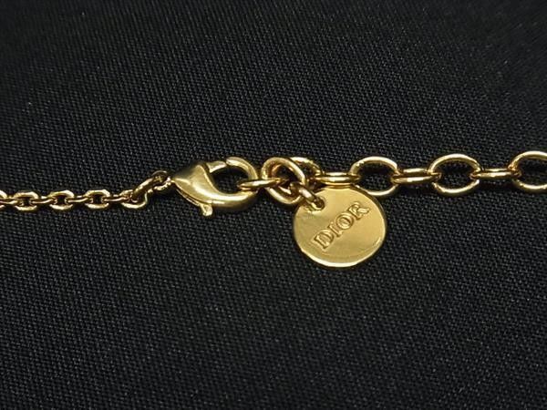 Dior Necklace Swing Logo Gold Metal Faux Pearl — view 3