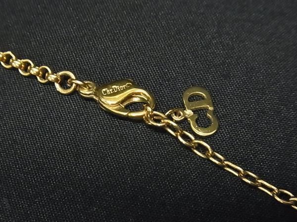 Dior Necklace Cross Pendant Gold Metal Rhinestone Faux Pearl — view 3