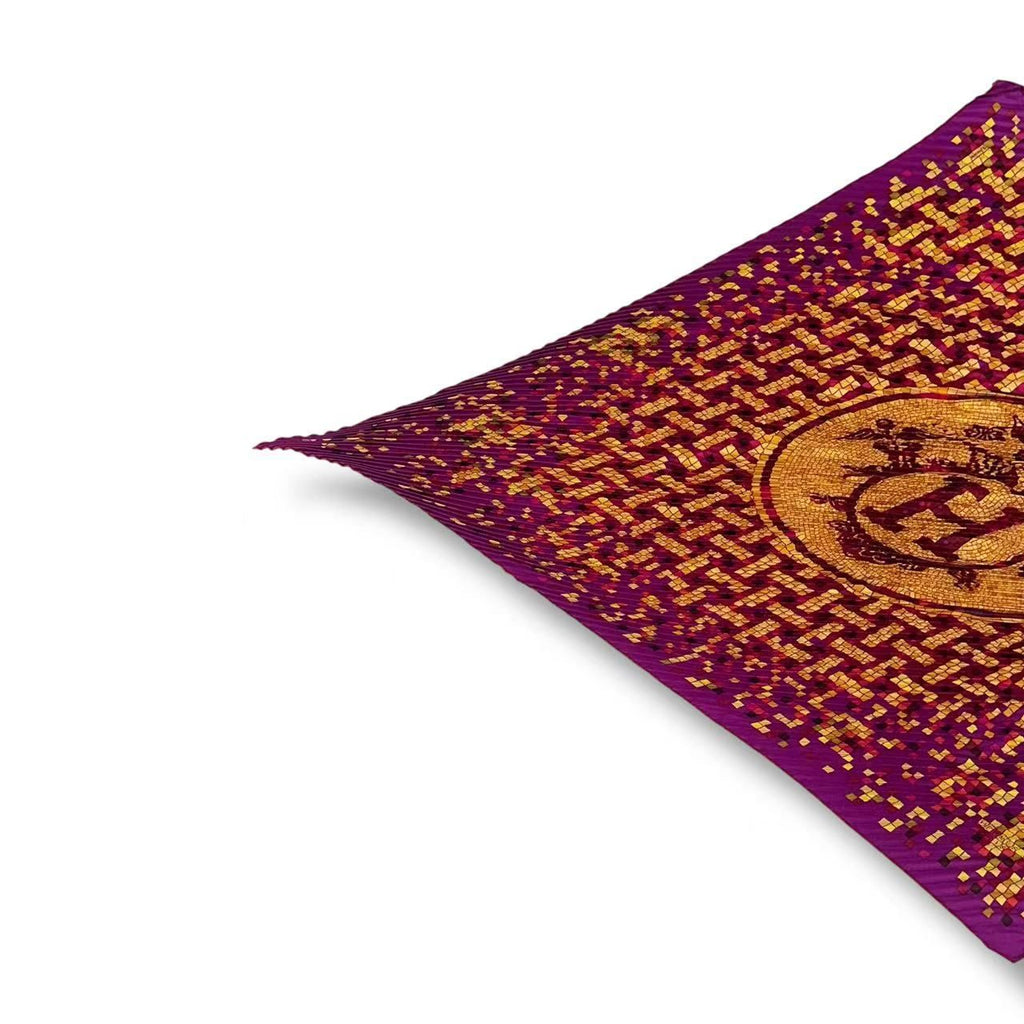 Hermes Scarf Pleats Silk Mosaic 24 Horse Pattern Purple — view 2