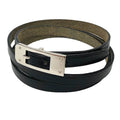 Hermes Leather Bracelet Choker Kelly Ardion Black Silver
