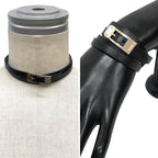 Hermes Leather Bracelet Choker Kelly Ardion Black Silver — view 2