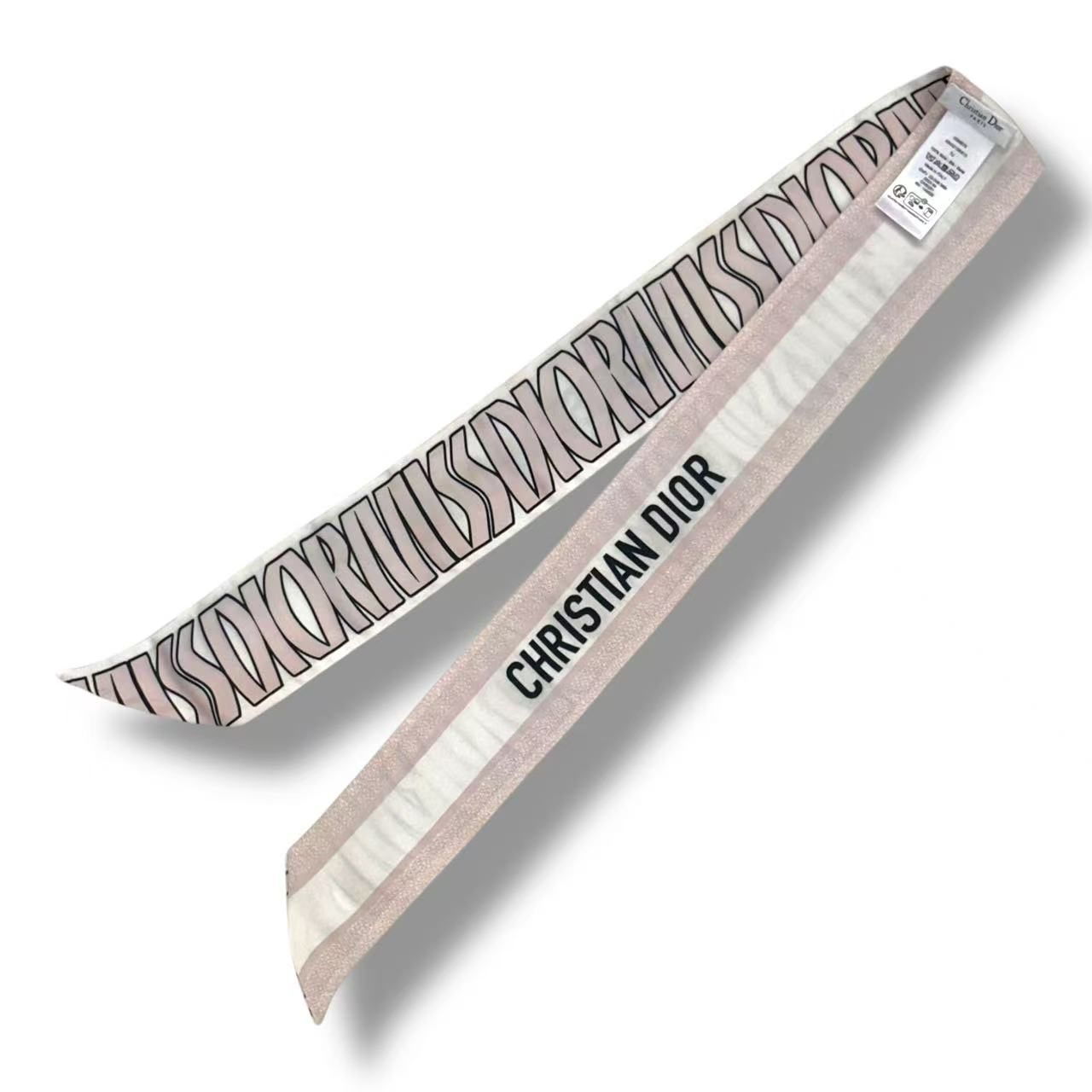 Dior Mitzah Scarf Silk Logo Pink White — view 3