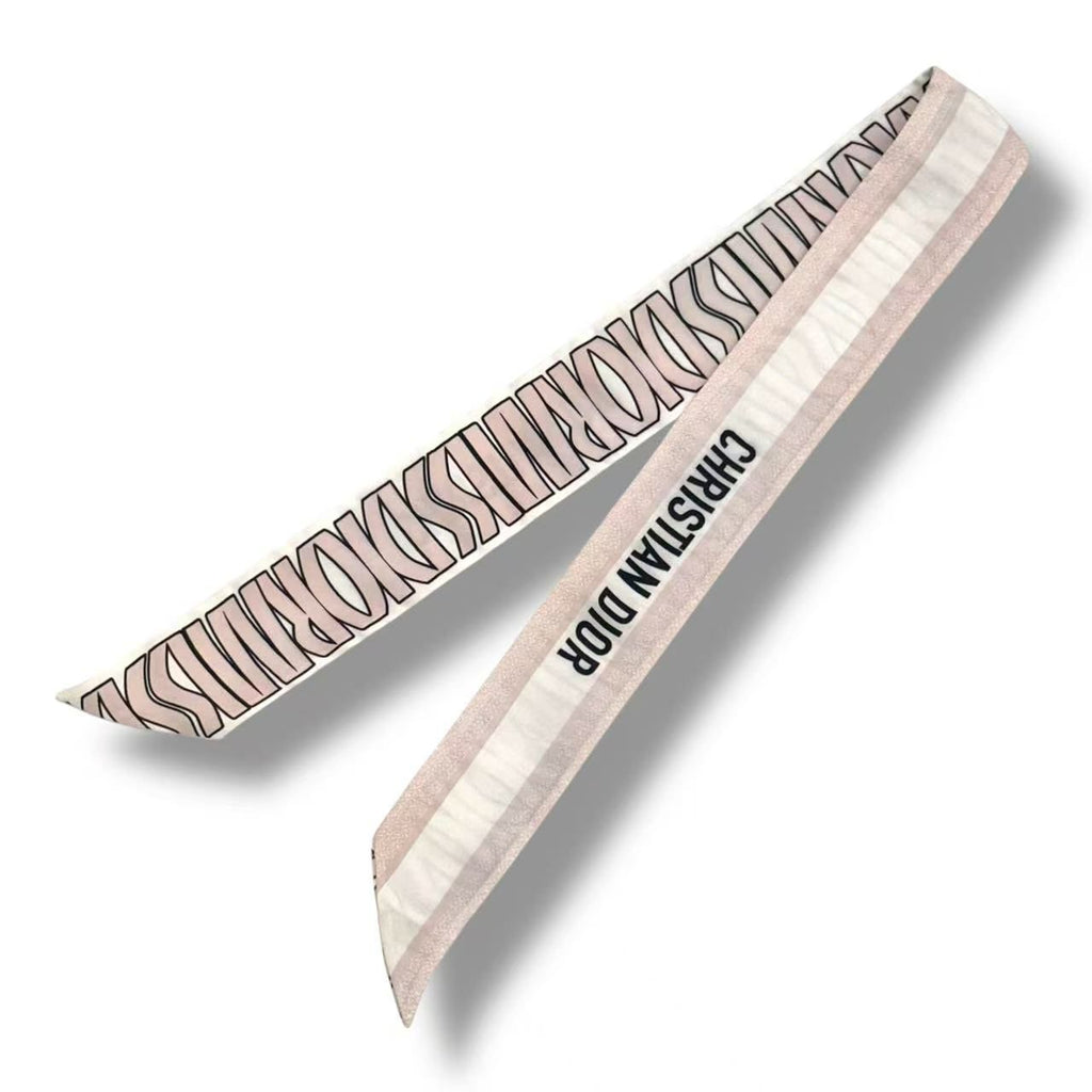 Dior Mitzah Scarf Silk Logo Pink White — view 5