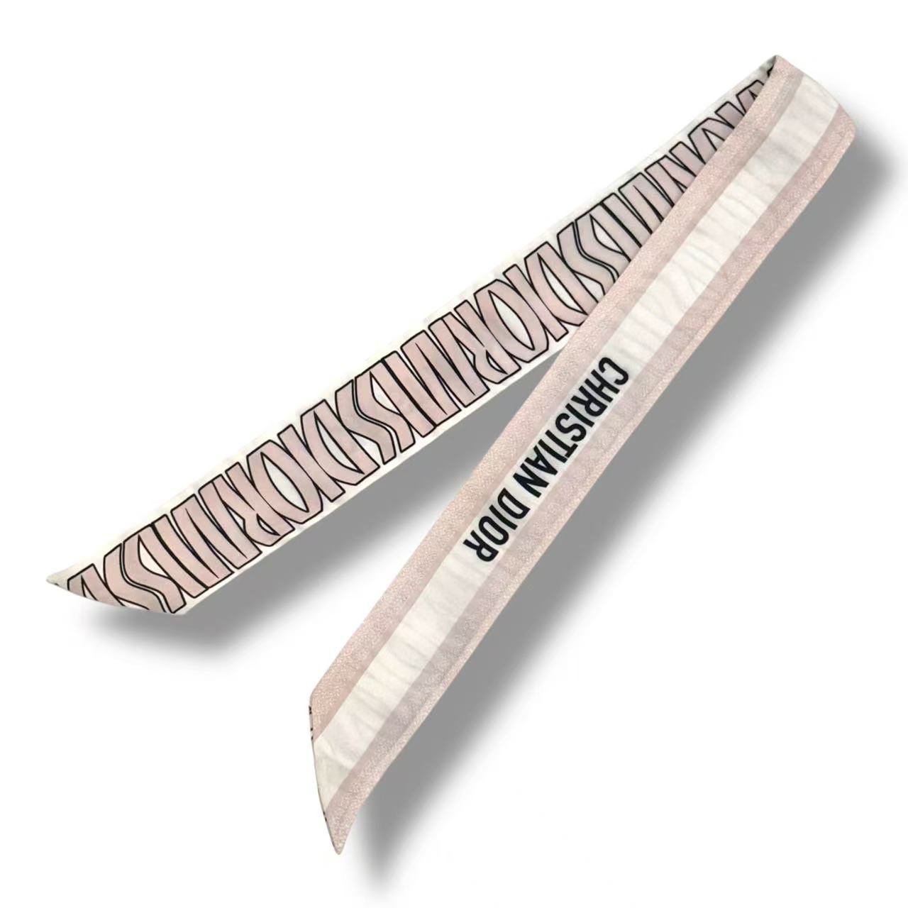 Dior Mitzah Scarf Silk Logo Pink White — view 5