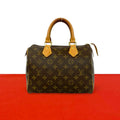 Louis Vuitton Speedy 25 Monogram Leather Mini Boston Bag Brown