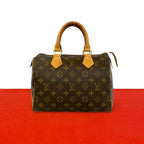 Louis Vuitton Speedy 25 Monogram Leather Mini Boston Bag Brown