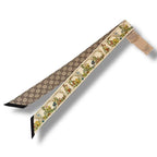 Gucci Twilly Silk Scarf GG Logo Floral Pattern Beige