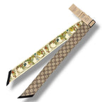 Gucci Twilly Silk Scarf GG Logo Floral Pattern Beige — view 3