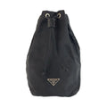 Prada Tessuto Black Silver Nylon Leather Pouch Case