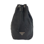 Prada Tessuto Black Silver Nylon Leather Pouch Case