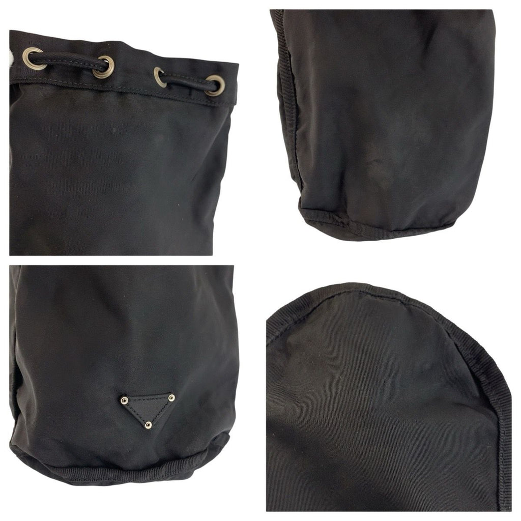Prada Tessuto Black Silver Nylon Leather Pouch Case — view 6