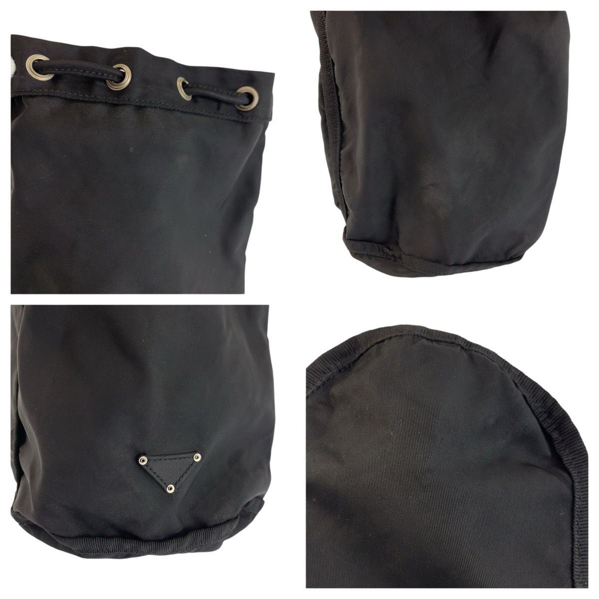 Prada Tessuto Black Silver Nylon Leather Pouch Case — view 6