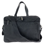 Prada Tessuto Saffiano 2-Way Black Silver Nylon Leather Business