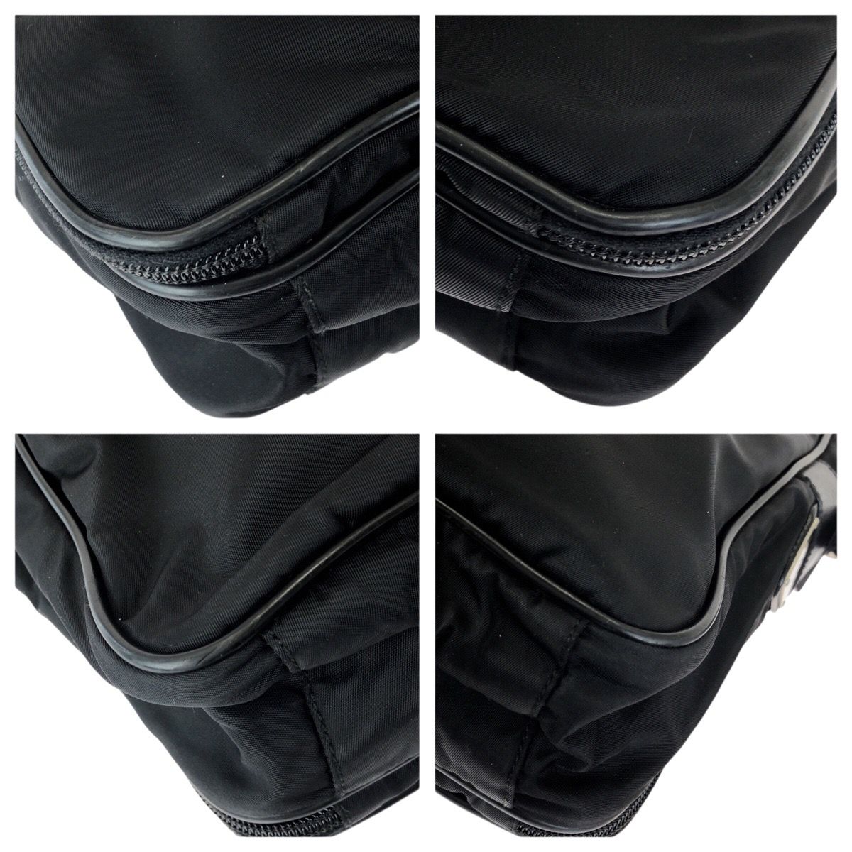 Prada Tessuto Saffiano 2-Way Black Silver Nylon Leather Business — view 3