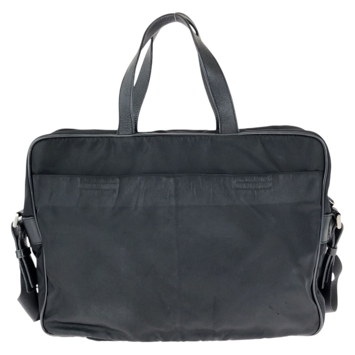 Prada Tessuto Saffiano 2-Way Black Silver Nylon Leather Business — view 2