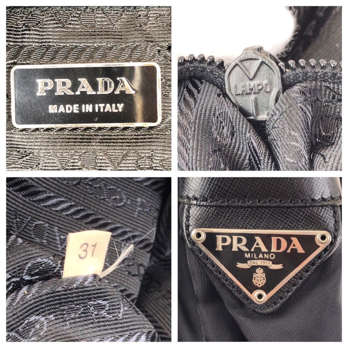 Prada Tessuto Saffiano 2-Way Black Silver Nylon Leather Business — view 4