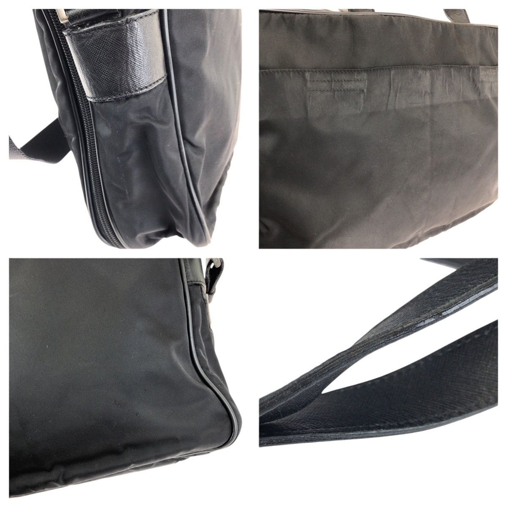 Prada Tessuto Saffiano 2-Way Black Silver Nylon Leather Business — view 6