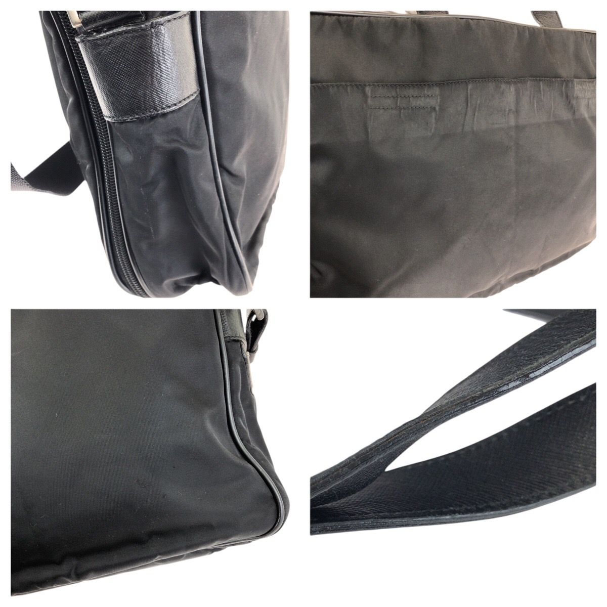 Prada Tessuto Saffiano 2-Way Black Silver Nylon Leather Business — view 6