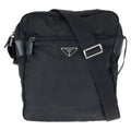Prada Tessuto Black Silver Nylon Leather Shoulder