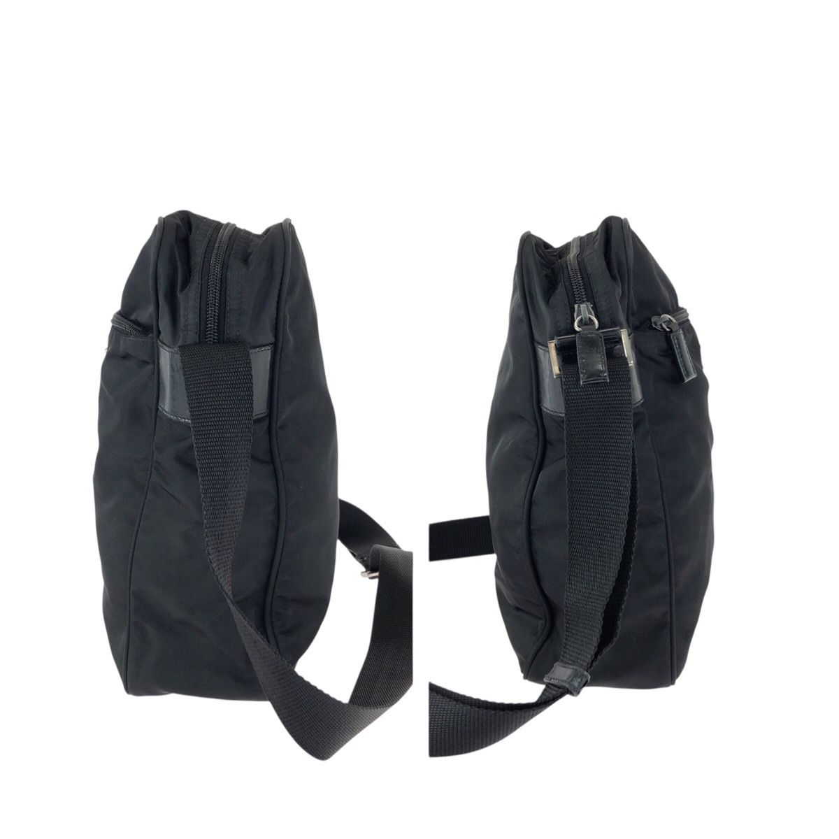 Prada Tessuto Black Silver Nylon Leather Shoulder — view 8
