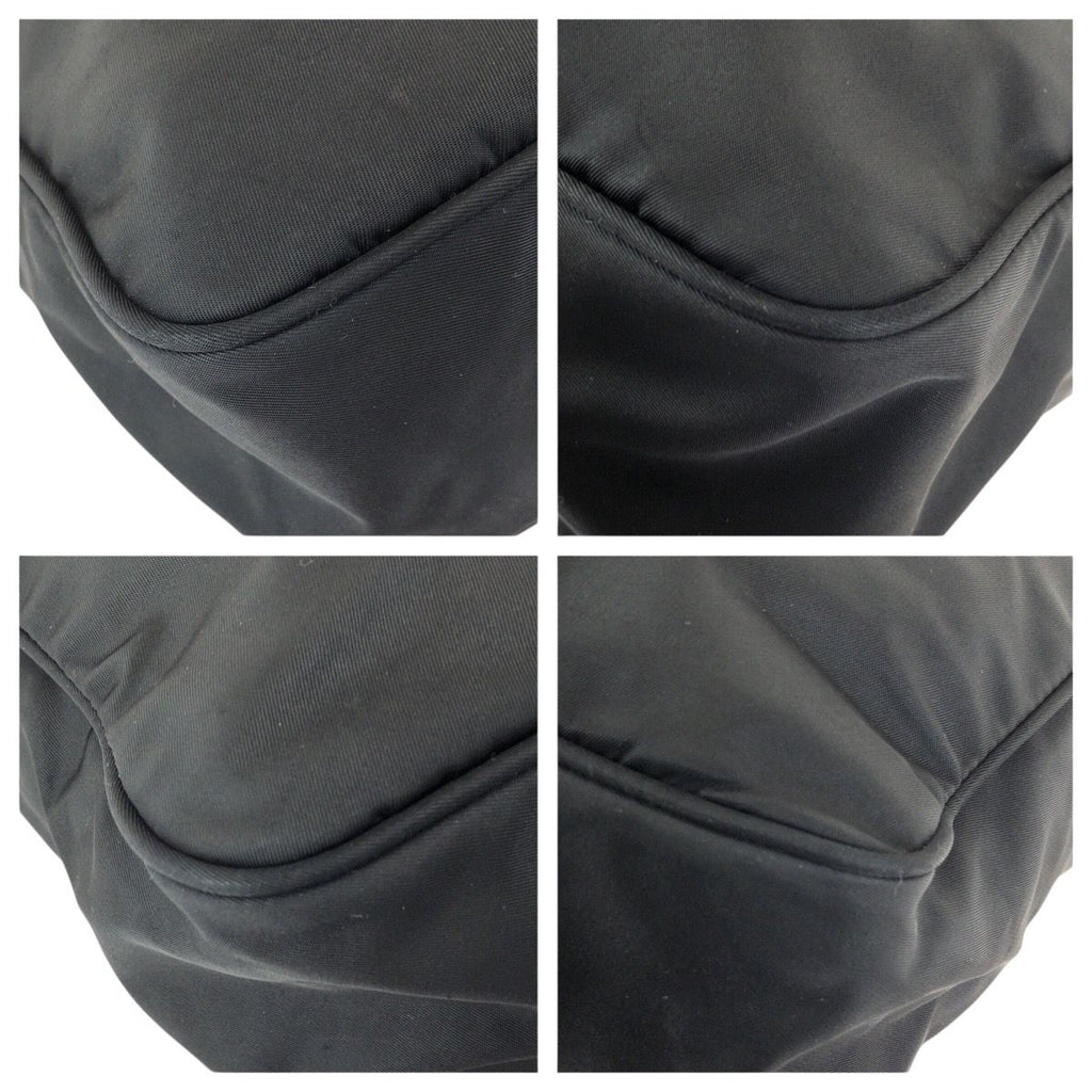 Prada Tessuto Black Silver Nylon Leather Shoulder — view 3