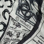Hermes Scarf Pleats Cheval Sur Mon Carre Riding Carre's Horse Silk White Black — view 6