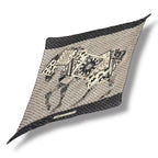 Hermes Scarf Pleats Cheval Sur Mon Carre Riding Carre's Horse Silk White Black — view 2