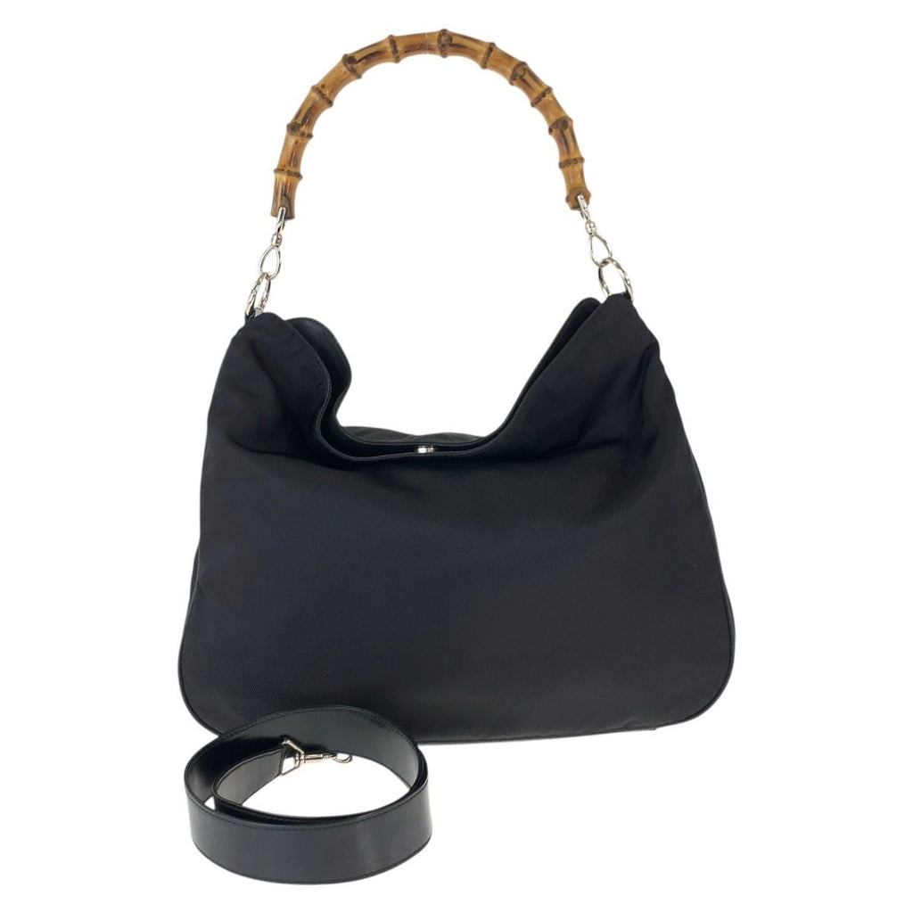 Gucci Bamboo Black Silver Nylon 001 2-Way Shoulder