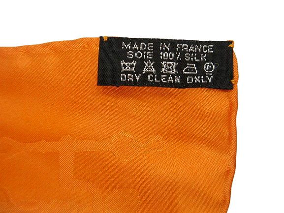 Hermes Carre 45 Mini Scarf Silk 100% Orange Handkerchief — view 5