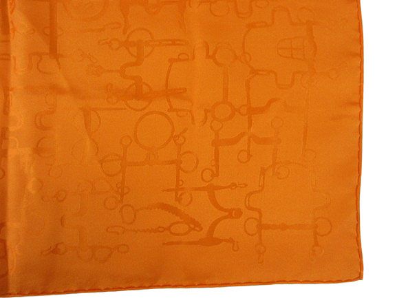 Hermes Carre 45 Mini Scarf Silk 100% Orange Handkerchief — view 2