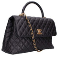 Chanel Coco Handle 33 Gold Caviar Leather Chain Shoulder