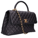 Chanel Coco Handle 33 Gold Caviar Leather Chain Shoulder