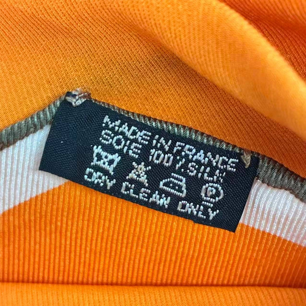 Hermes Diamond Scarf Silk Logo Orange — view 6