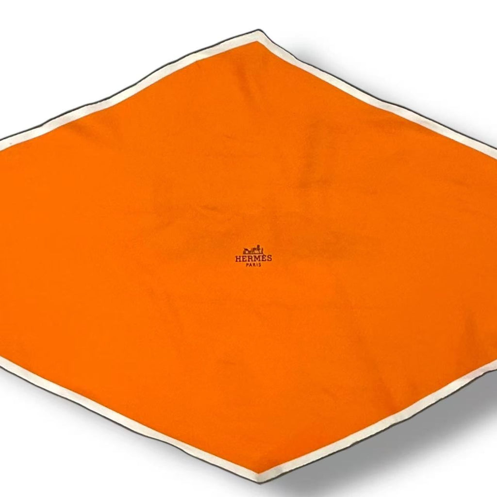 Hermes Diamond Scarf Silk Logo Orange — view 4