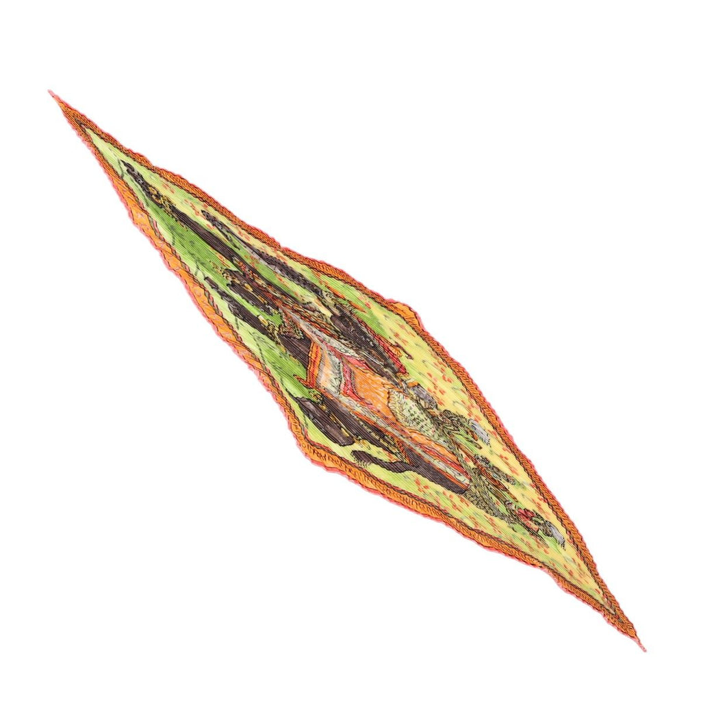 Hermes Carre 90 Pleated Scarf Deep Indian Love Orange — view 3
