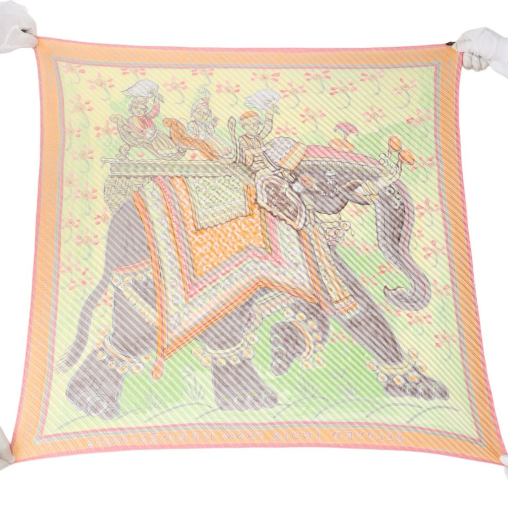 Hermes Carre 90 Pleated Scarf Deep Indian Love Orange — view 5