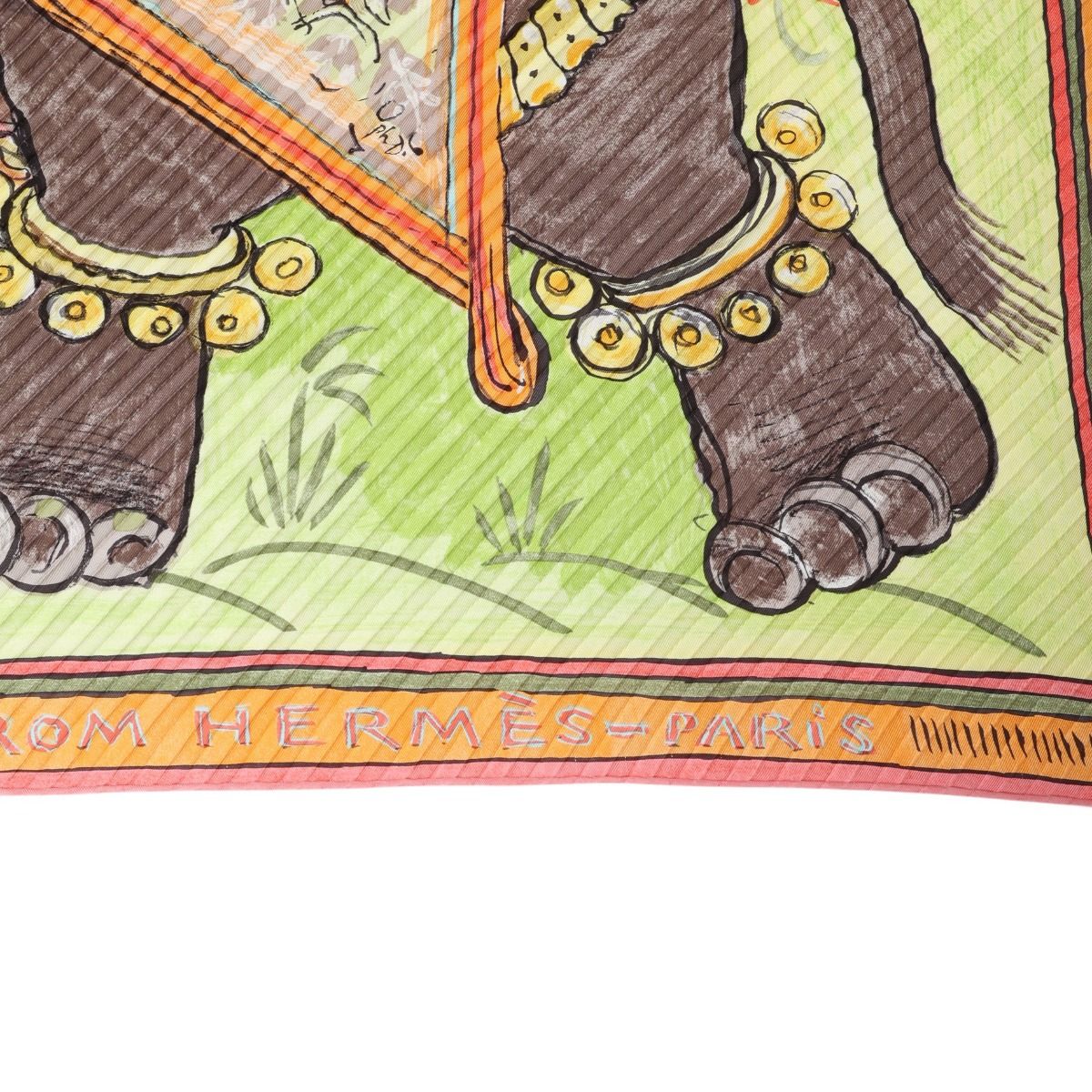 Hermes Carre 90 Pleated Scarf Deep Indian Love Orange — view 7