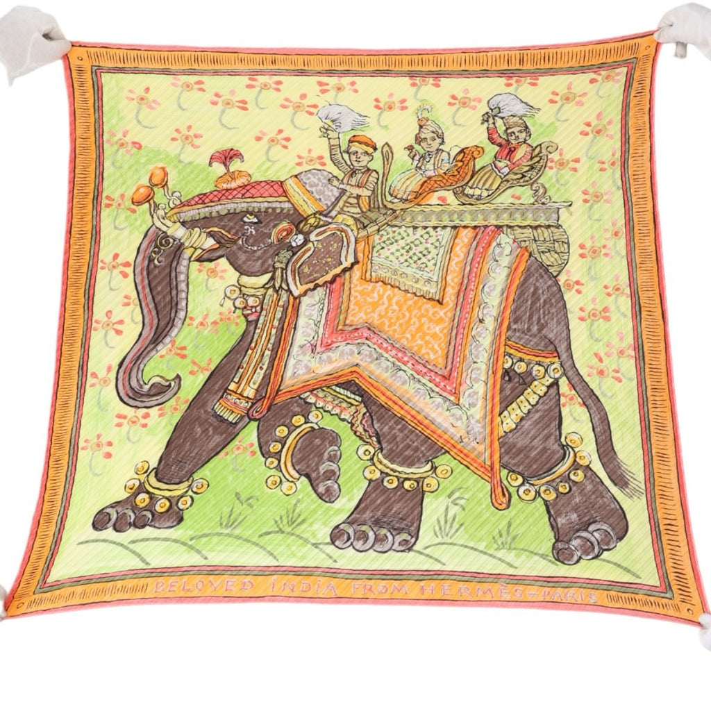 Hermes Carre 90 Pleated Scarf Deep Indian Love Orange — view 4