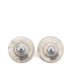 Chanel CC Logo Stud Earrings Ivory Silver Metal — view 2