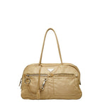 Prada Tessuto Shoulder Bag Beige Nylon Leather