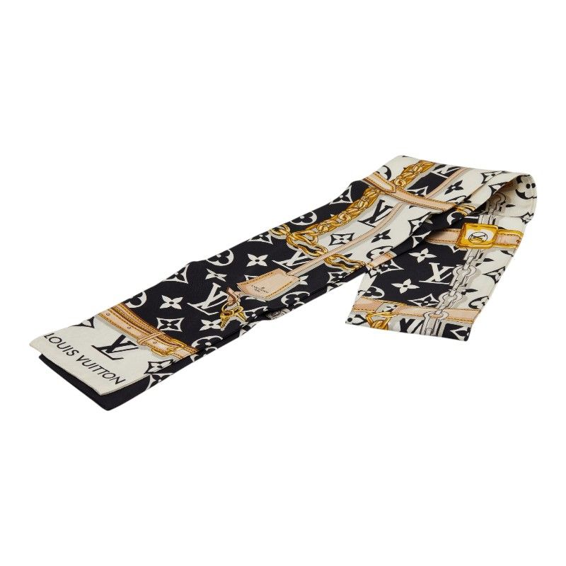Louis Vuitton Monogram Confidential Bandeau Scarf Black Multicolor Silk