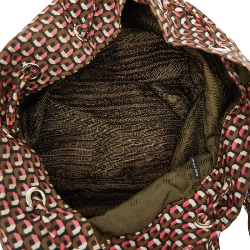 Prada Backpack Brown Pink Nylon Leather — view 9