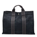 Hermes Fourre Tout MM Handbag Black Gray Canvas