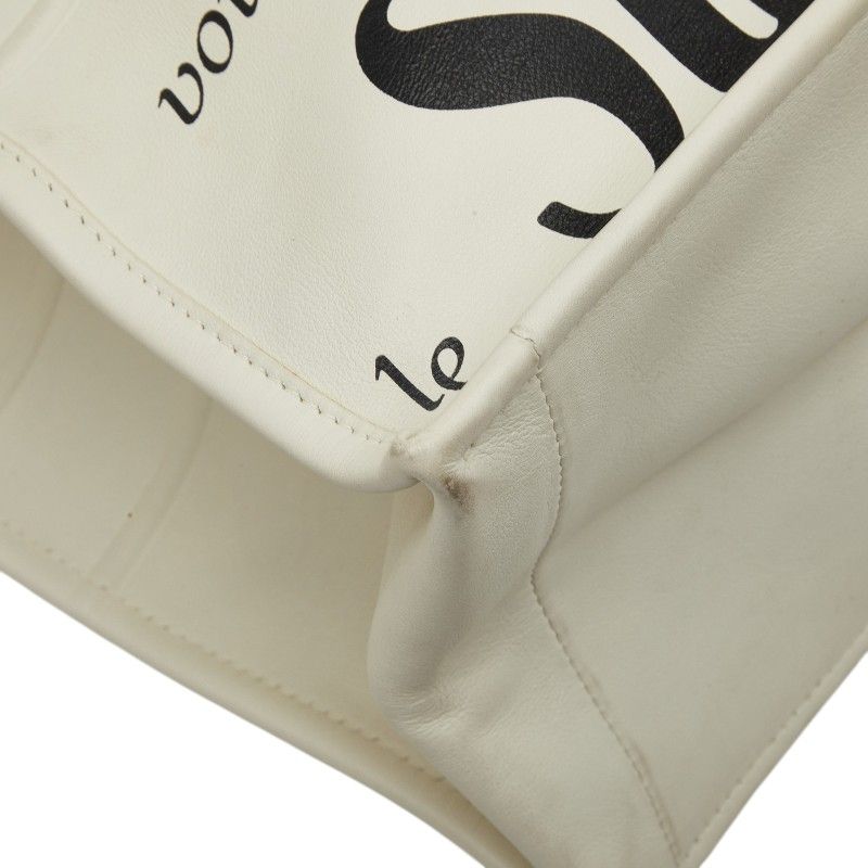 Dior Book Tote White Black Leather — view 5