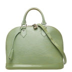Louis Vuitton Epi Electric Alma PM 2-Way Shoulder Bag Mint Green Patent Leather