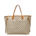 Louis Vuitton Damier Azur Neverfull GM Shoulder Bag Tote White Brown Leather