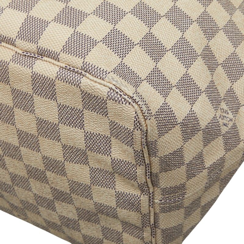 Louis Vuitton Damier Azur Neverfull GM Shoulder Bag Tote White Brown Leather — view 6