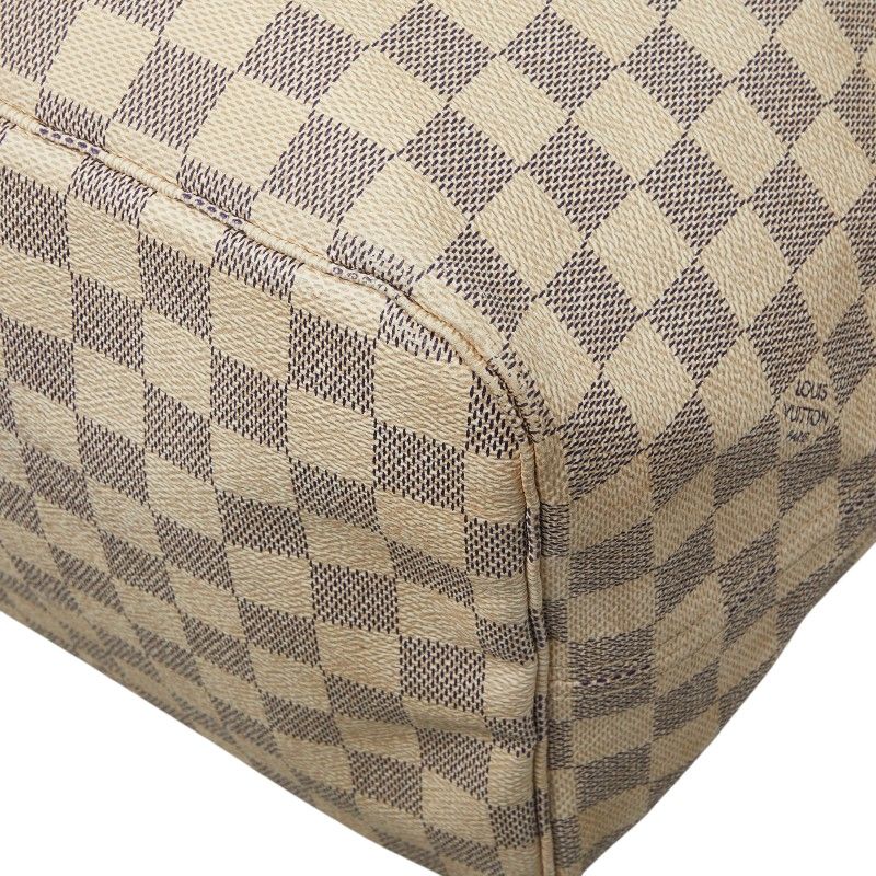 Louis Vuitton Damier Azur Neverfull GM Shoulder Bag Tote White Brown Leather — view 4
